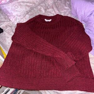 Time and Tru Deep Red Knit Top